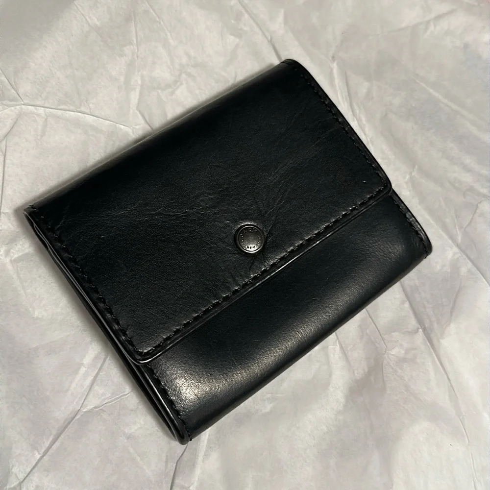 🤑SOLD🤑 Authentic Coach Genuine Water Buffalo black card holder/change purse - Picture 1 of 6